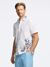 ORANGE PAISLEY SHORT SLEEVE BUTTON DOWN SHIRT