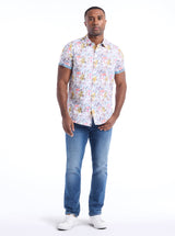 DRINKS ON ME SHORT SLEEVE BUTTON DOWN SHIRT