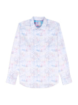 Multicolored patterned shirt on a white background