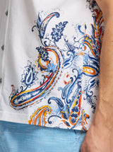 ORANGE PAISLEY SHORT SLEEVE BUTTON DOWN SHIRT
