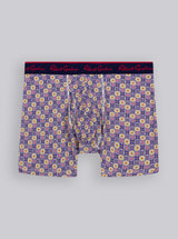 Boxer briefs with a floral pattern on a gray background