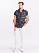 NEON NIGHTS SHORT SLEEVE BUTTON DOWN SHIRT