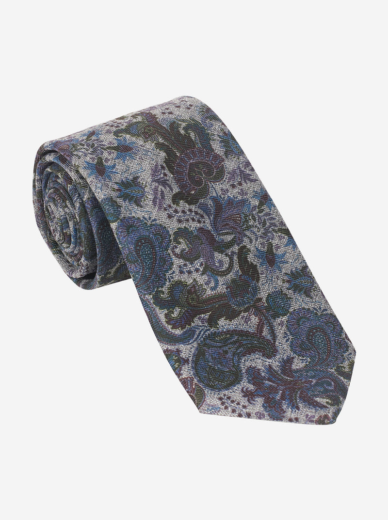 HEATHERED PAISLEY SILK TIE