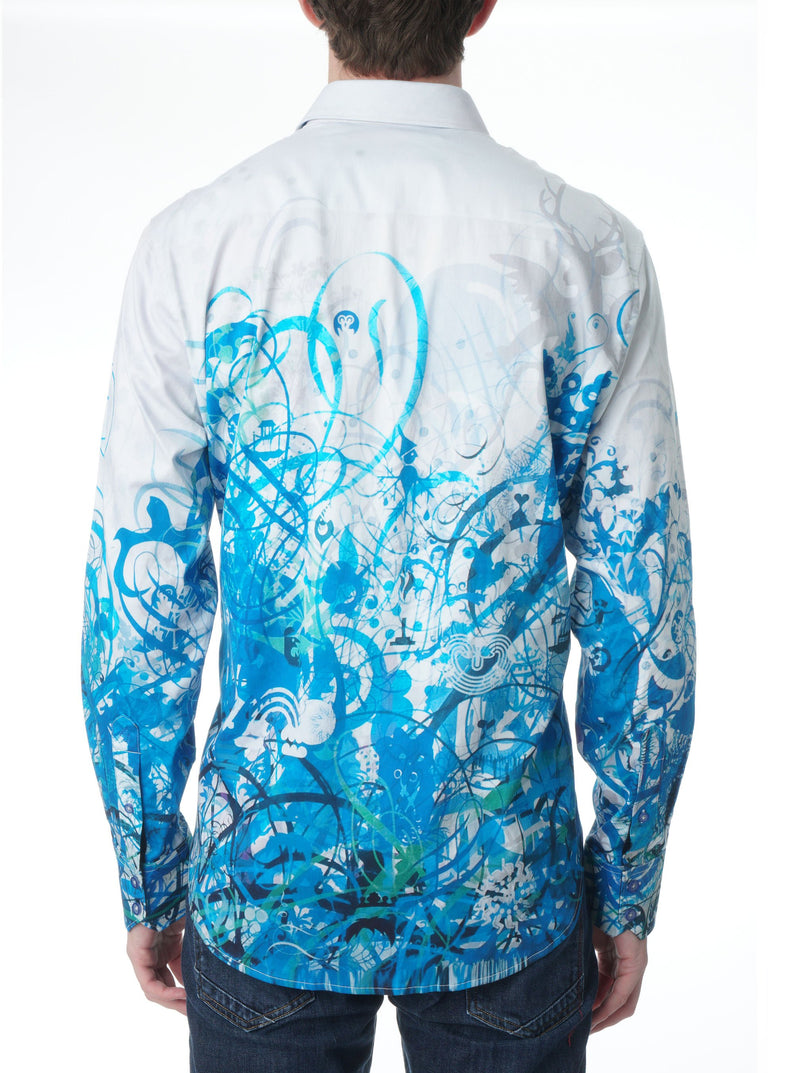 MINDSCAPE BLUES EMBROIDERED SPORT SHIRT