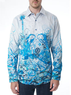 MINDSCAPE BLUES EMBROIDERED SPORT SHIRT