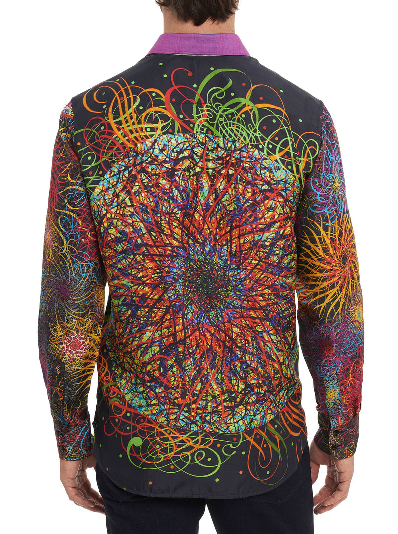 BLACK HOLES EMBROIDERED SILK SPORT SHIRT