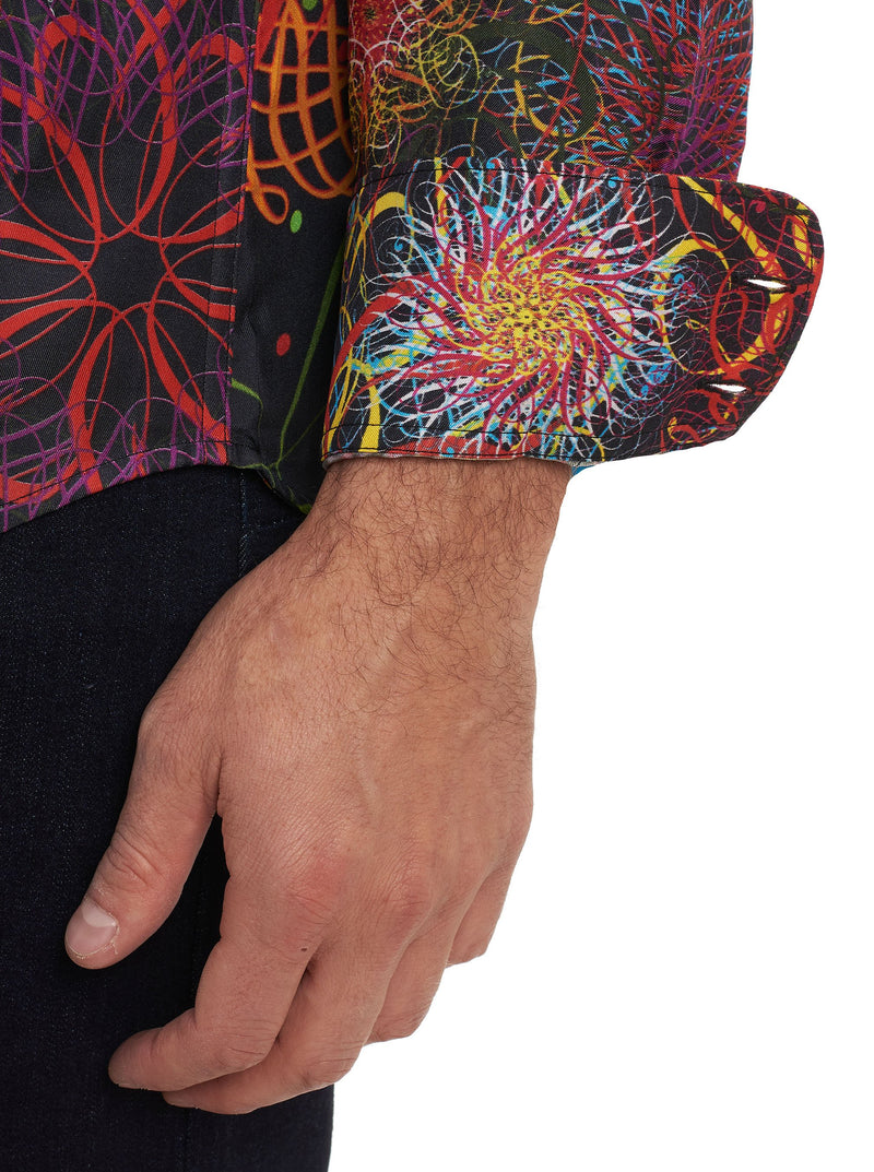 BLACK HOLES EMBROIDERED SILK SPORT SHIRT