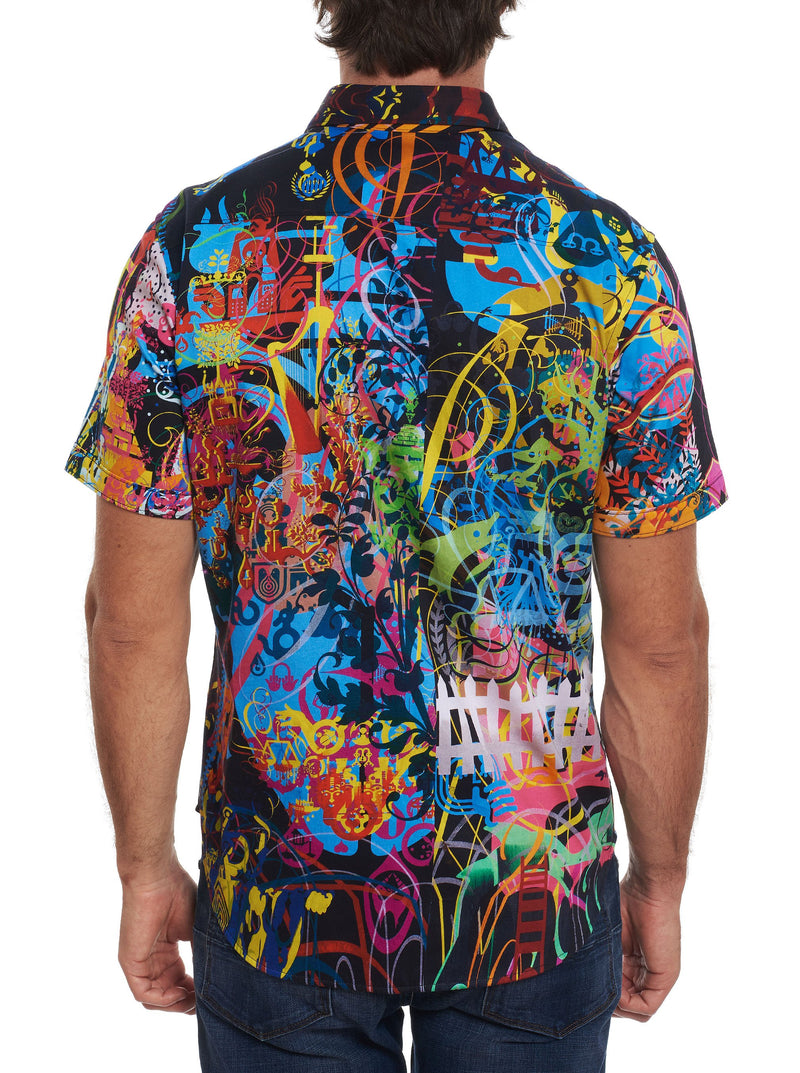 MINDSCAPE DARK EMBROIDERED SHORT SLEEVE SHIRT TALL