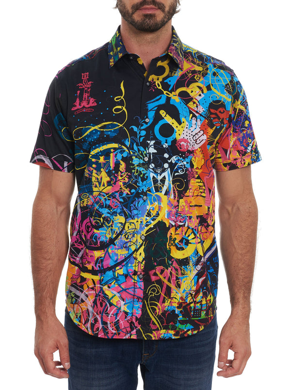 MINDSCAPE DARK EMBROIDERED SHORT SLEEVE SHIRT