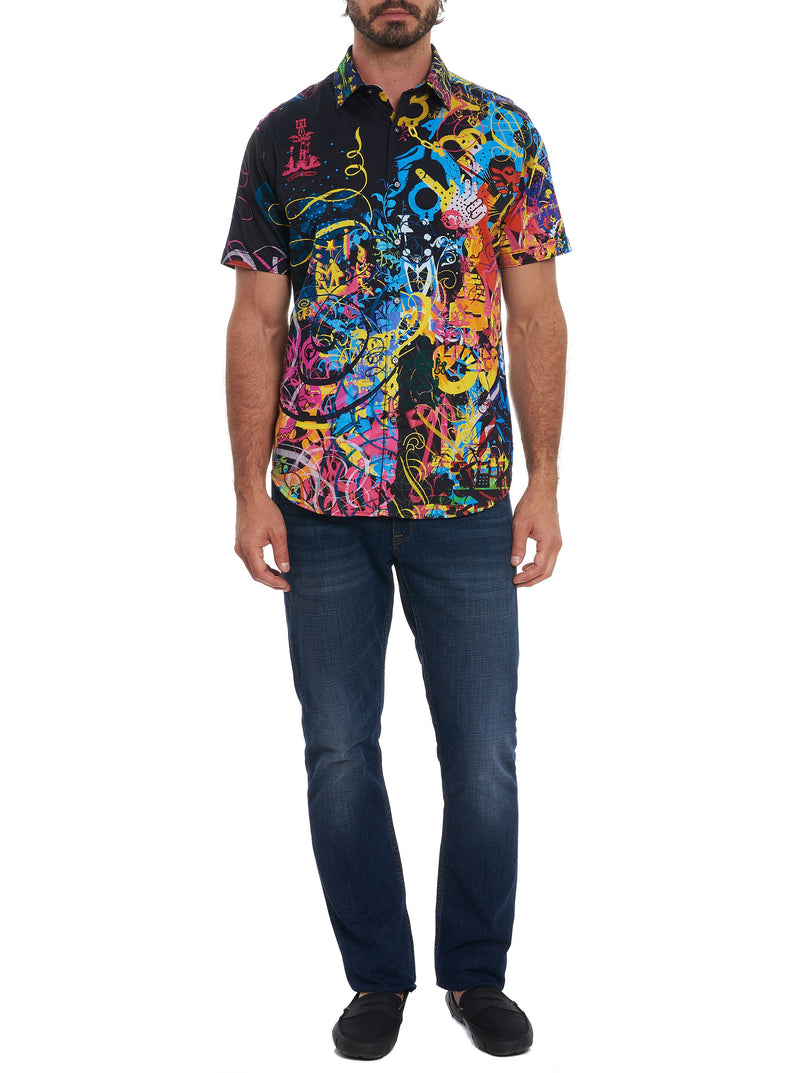 MINDSCAPE DARK EMBROIDERED SHORT SLEEVE SHIRT